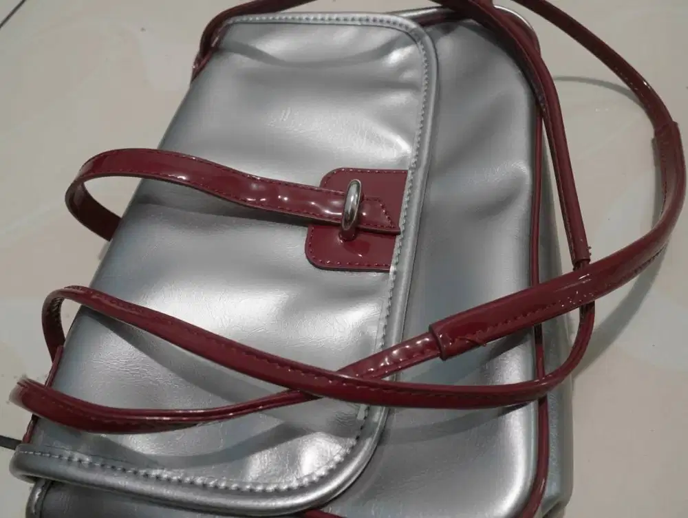 Tas Kang Taina Silver Metallic Shoulder Bag Import Premium