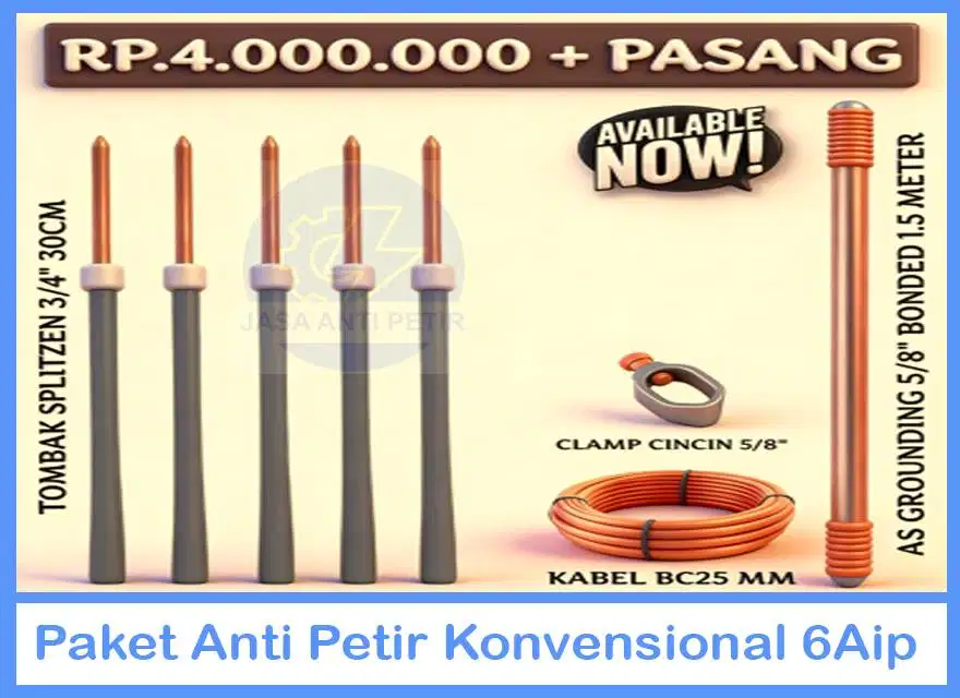 Penangkal Petir Konvensional 6 Tombak