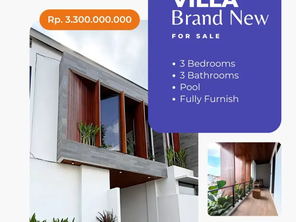 FOR SALE VILLA BRAND NEW FULLY FURNISH WITH SWIMMING POOL AT CANGGU