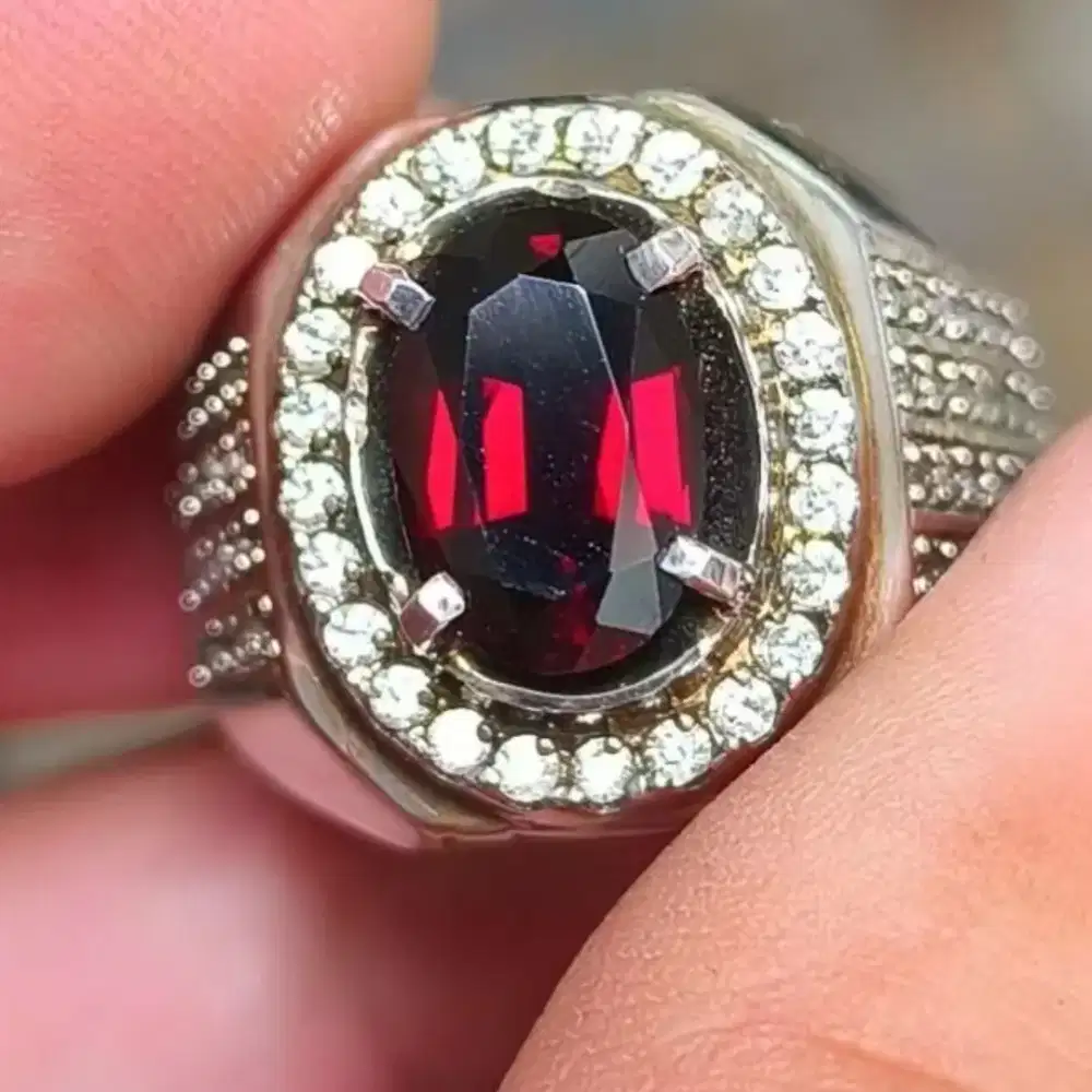Batu Garnet pyrope 2.98 crat ring perak memo skylab