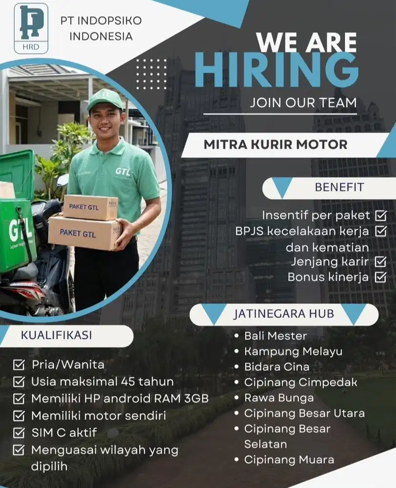 DIBUTUHKAN KURIR EKSPEDISI MOTOR