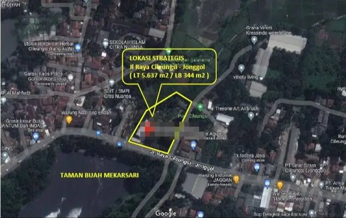 Dijual Turun Harga Tanah Komersil Transyogi Dekat Hermina Mekarsari