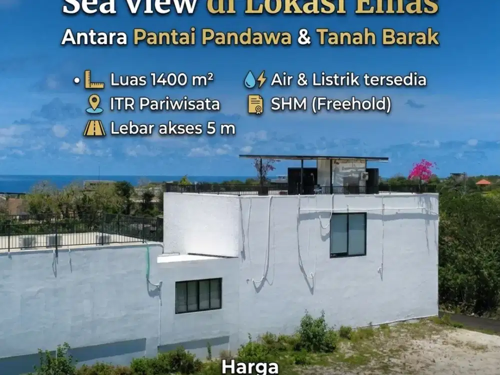 Tanah Premium Sea View 1400m² ITR Pariwisata Dekat Pantai Pandawa Bali