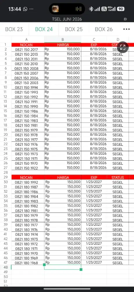 Nomor cantik simpati seri tahun lahir