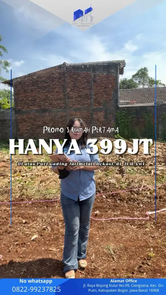Rumah indent atas puri gading jl H Awi 2 km ke tol jatiasih jatiwarna
