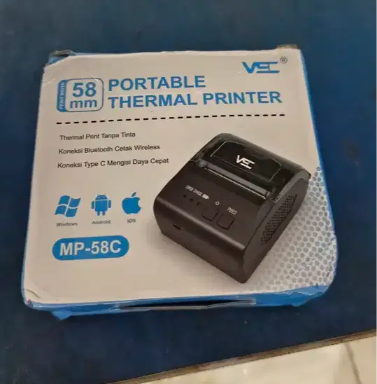 mobile printer thermal bluetooth ukuran 58mm baterai 1300mah merk VSC