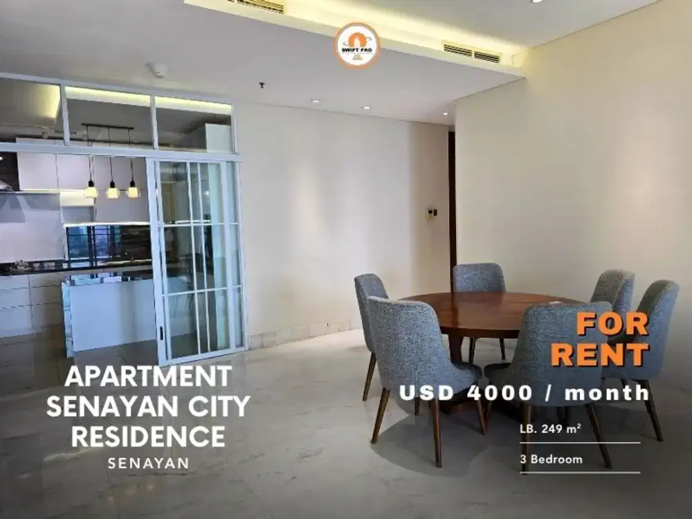 Disewakan Unit Apartment 3BR dengan lokasi prime di Senayan view lapangan Golf include service Charge