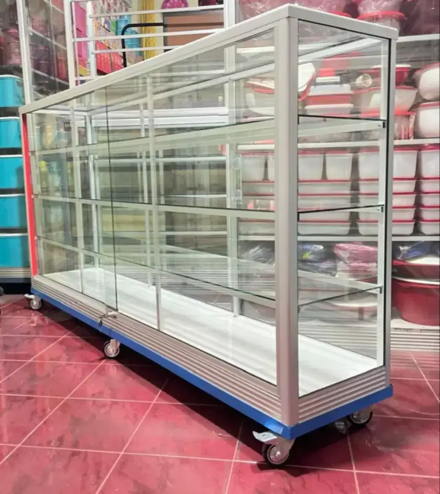 Etalase Pakai RODA BESAR + Siku 2Mx1M Serbaguna