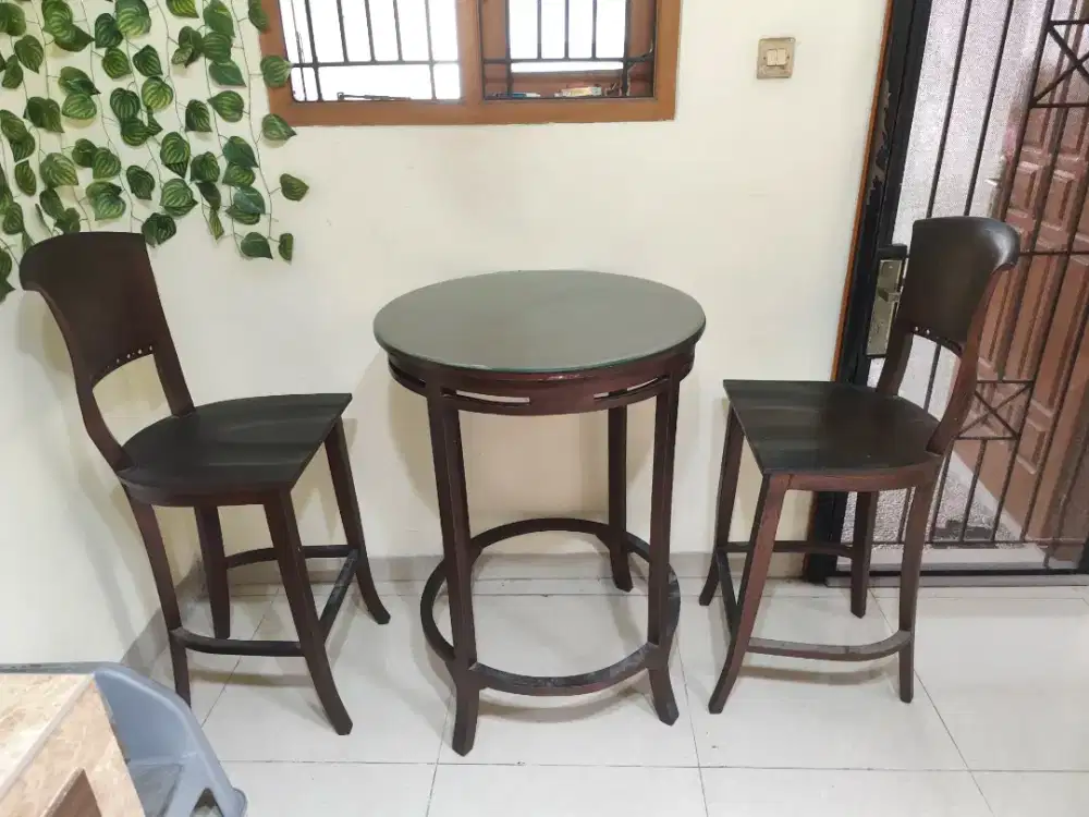 Meja Kursi Bar ( Cafe ) 1 set jati asli