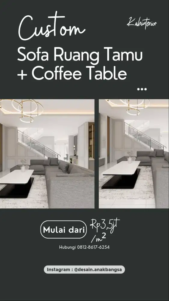 CUSTOM SOFA RUANG TAMU + COFFEE TABLE MINIMALIST
