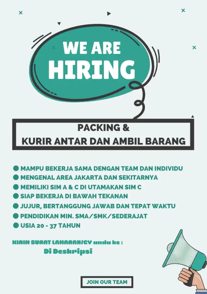 LOWONGAN PEKERJAAN PACKING BARANG & KURIR KIRIM DAN ANTAR BARANG