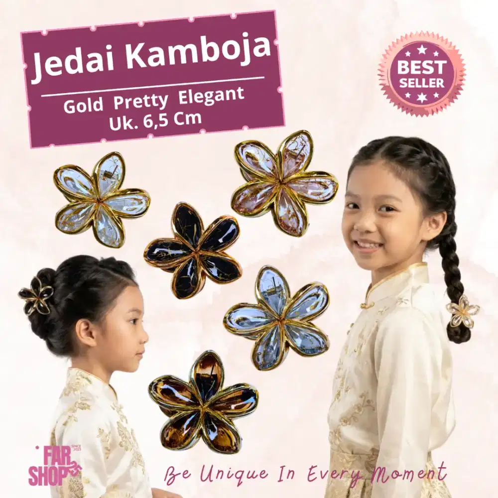 Jedai Kamboja List Emas  6,5 Cm Gold Pretty Elegant Murah Cantik Mewah