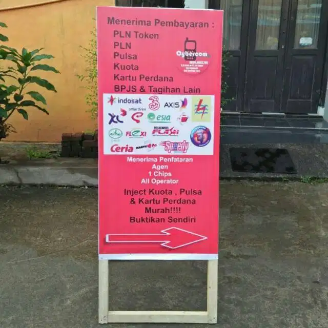 Bikin jagrak kayu jualan & laundry banner mmt spanduk stiker label dll