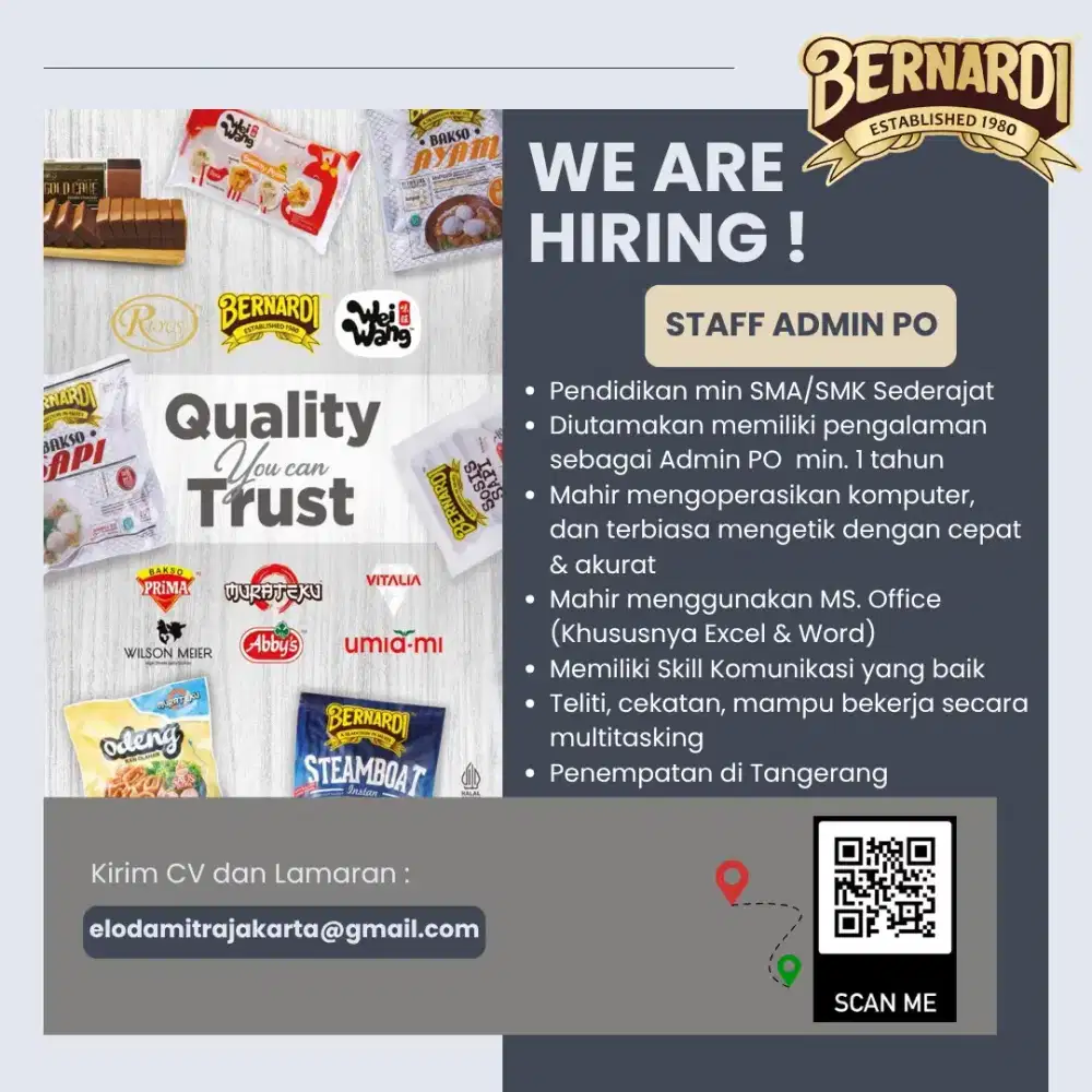 LOWONGAN KERJA ADMIN PO