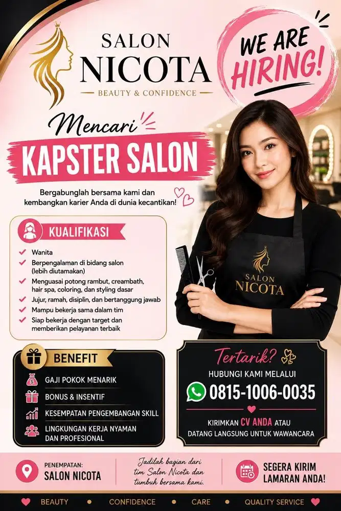 LOWONGAN KERJA: KAPSTER SALON (FULL-TIME)