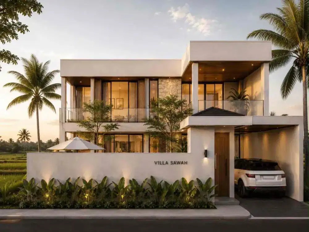 Modern tropical villa with paddy field view in the heart of Canggu Berawa