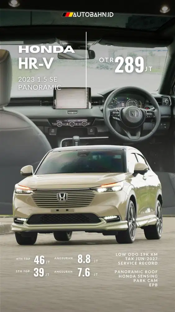 Low odo 19K! All New Honda HRV 1.5 SE Panoramic 2023 Sand Khaki