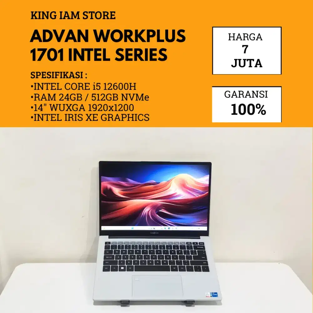 ADVAN WORKPLUS INTEL CORE i5 12600H RAM 24GB SSD 512GB LAYAR WUXGA
