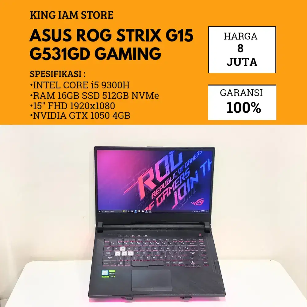 ASUS ROG STRIX G15 G531GD INTEL CORE i5 NVIDIA GTX 1050 4GB GAMING