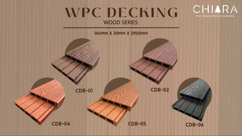 Decking WPC Outdoor|Lantai Papan Kayu Kolam Renang Taman Outdoor 2.9m