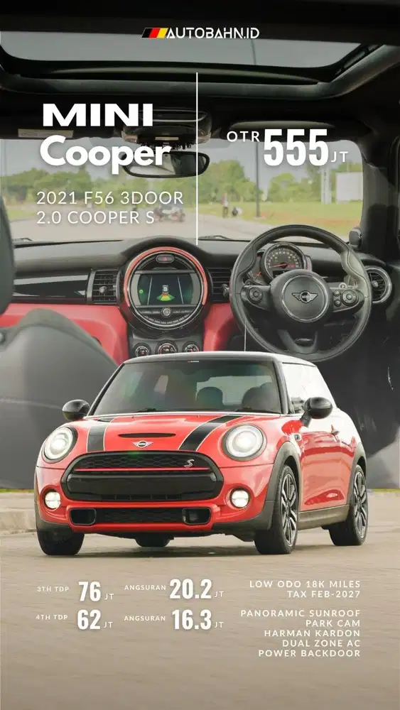 Collector's Item! Mini Cooper 2.0 S 3 Doors Turbo F56 2021 Panoramic