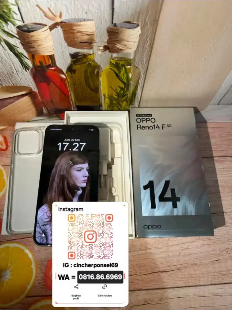 Jual hp LIKENEW oppo reno 14f 5g 8/256 istimewa grns resmi on 08 2026