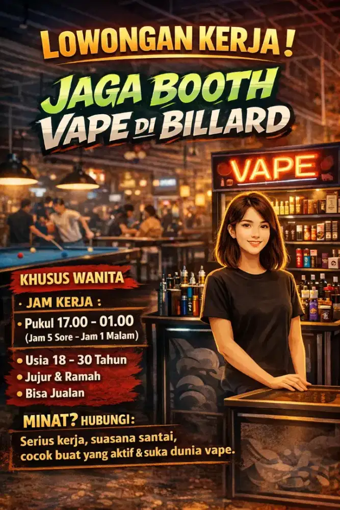 Staf jaga booth vape di billiard