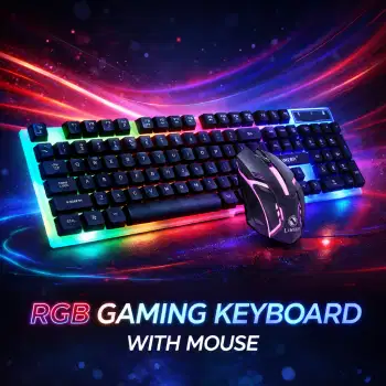 Keyboard Mouse Gaming Wired USB Mechanical Feel RGB 104 Key