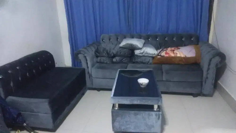 Jual cepat sofa set bludru turki
