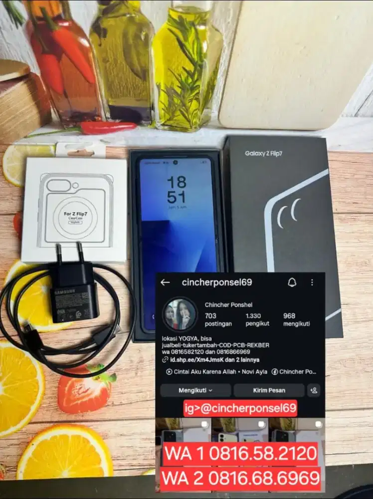 Jual hp Samsung Z Flip 7 5g 12/512 stimewa grsn panjang free adaptor