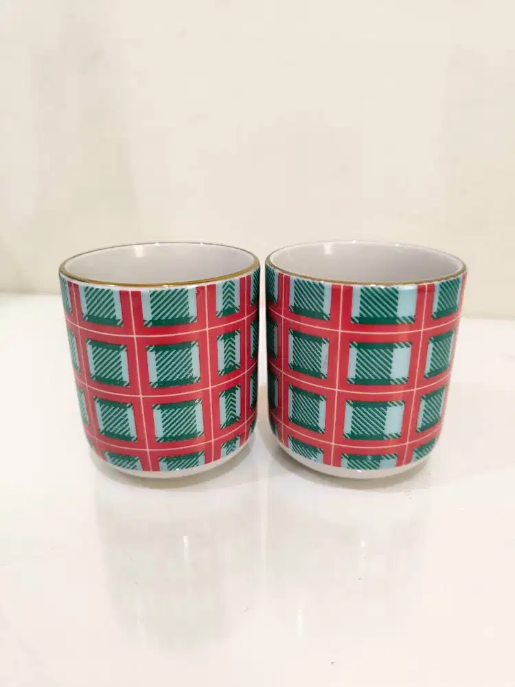 Mug Motif Tartan | Sepasang (Isi 2 pcs)