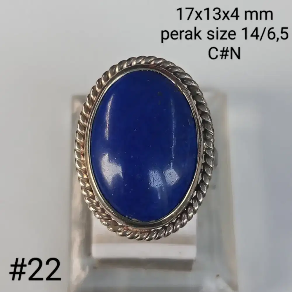 Cincin perak ladies ,batu natural lapis Lazuli
