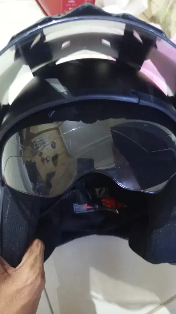 Helm helf face double visor grey