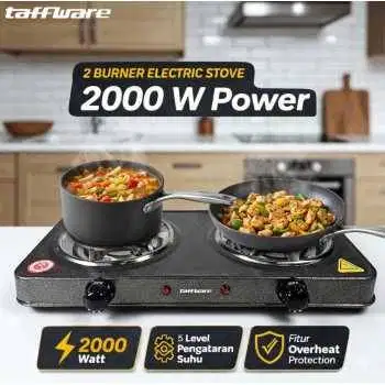 Kompor Listrik 2 Tungku Portable Coil Hot Plate 2000W