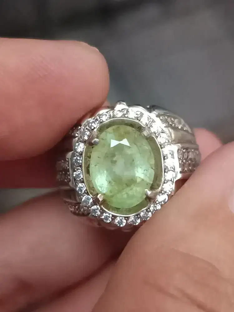 Batu zamrud emerald beryl 3.83 crat ring perak memo MRI