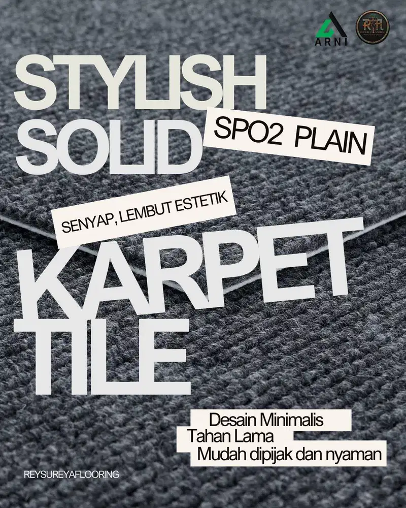 Karpet Tile SPO2 Plain/ Polos Olefin/ Mudah Pasang/ Modern