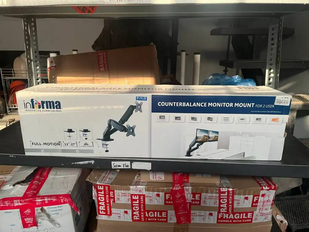 Monitor Arm Dual Informa Counterbalance 13-27 Inch Full Motion - Baru