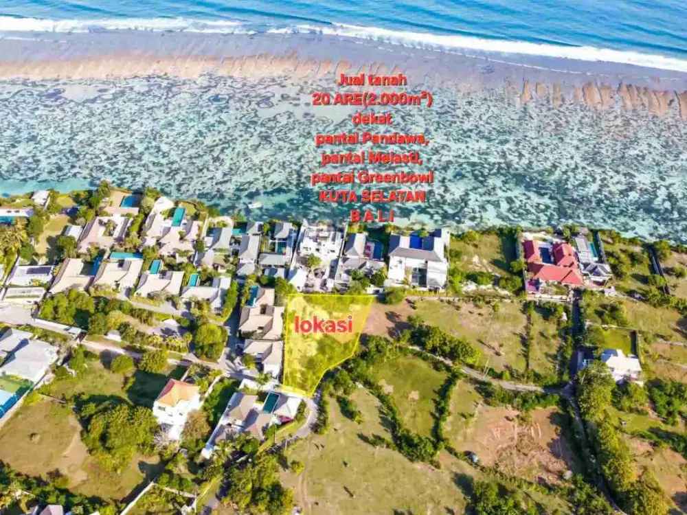 JUAL TANAH 20ARE dekat pantai pandawa