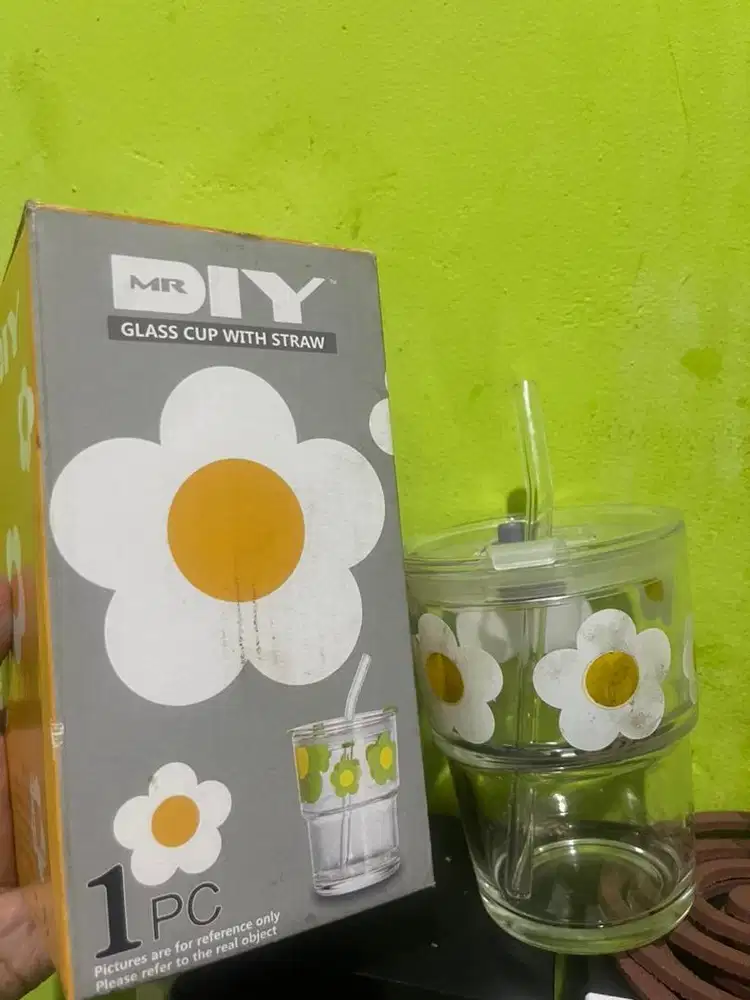 Gelas Minum motif bunga kapasitas 430ml