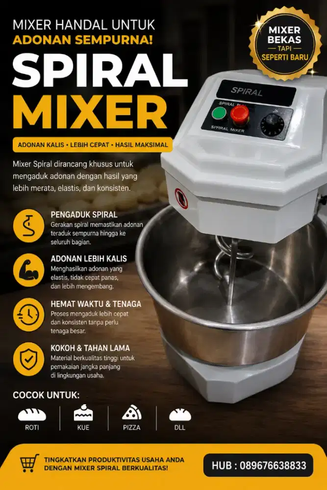 DIJUAL – GETRA SPIRAL MIXER DH-10 (10 LITER)