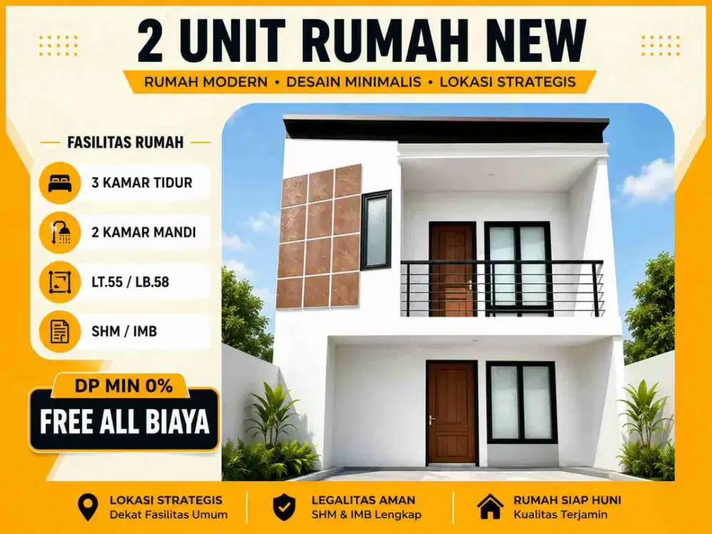Promo Rumah New 2 lantai Free All Biaya Dekat Gerbang Tol Cisalak Depok