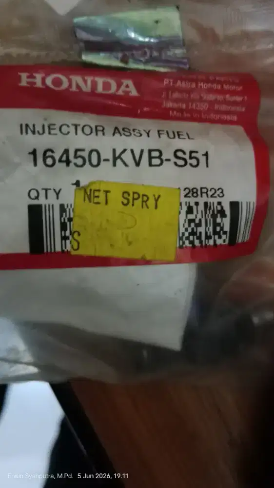 Injector Honda Spacy atau Supra X 125 Helm In Asli