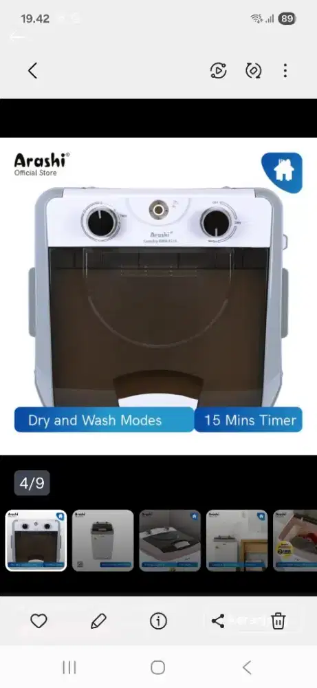 Mesin cuci portable merk Arashi