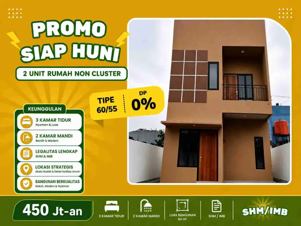 2 Rumah New 2 Lantai Free All Biaya DP Min 0% di Pusat Kota Depok