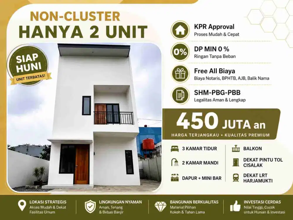 2 Hunian New Free All Biaya/DP Min 0% Dekat LRT Harjamukti Depok