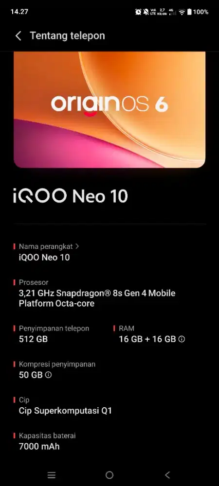 Hp Iqoo Neon10 16/512
