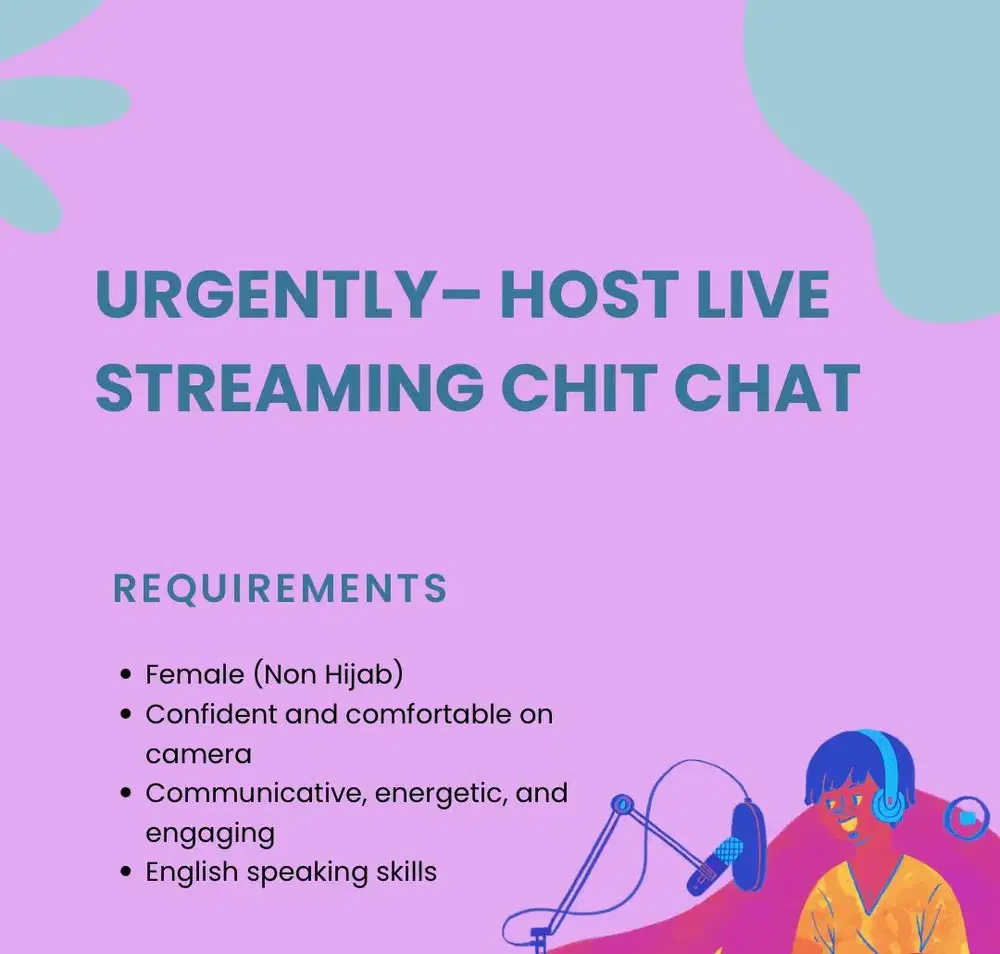 LOKER HOST STREAMING CHIT CHAT TIKTOK (BUKAN JUALAN)