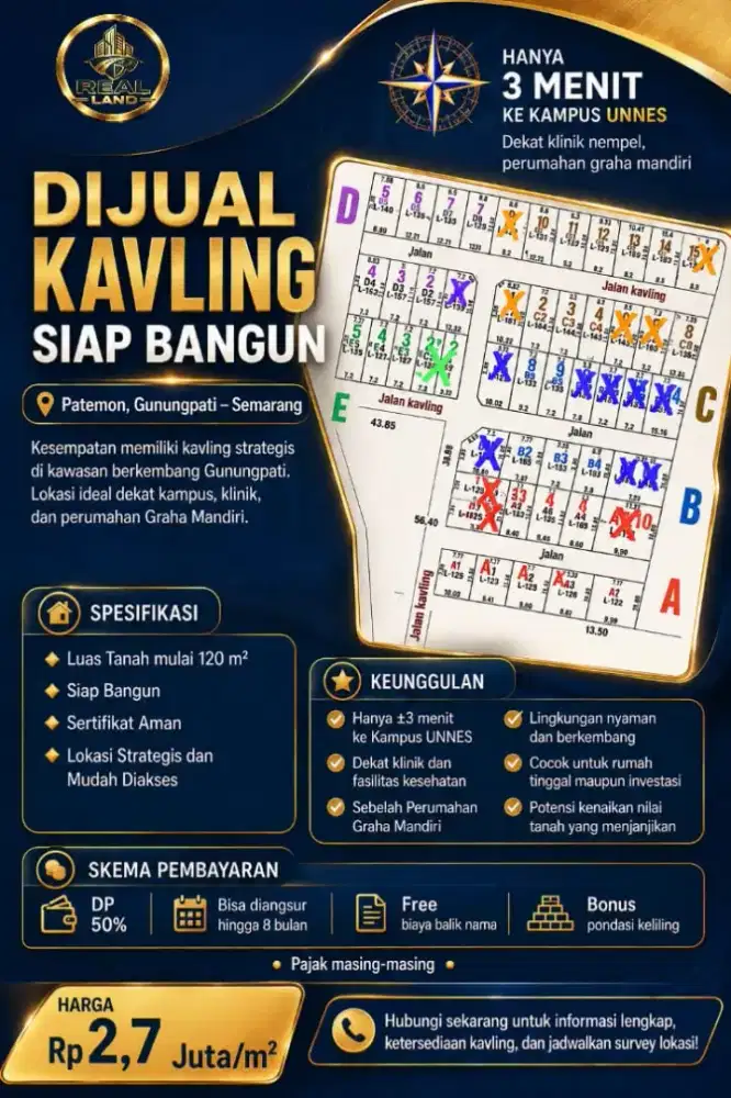KAVLING STRATEGIS DI KAWASAN UNNES SEMARANG