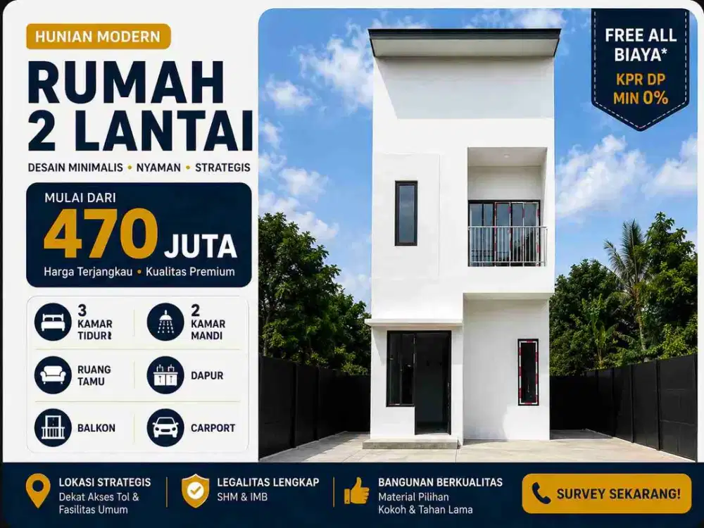 2 Unit Rumah New 2 Lantai Dekat Pasar Cisalak Cimanggis Depok - DP Bebas
