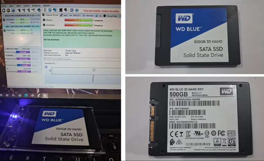 SSD Laptop 500GB WD Blue Sentinel Sempurna Copotan Laptop Mahal Garnsi